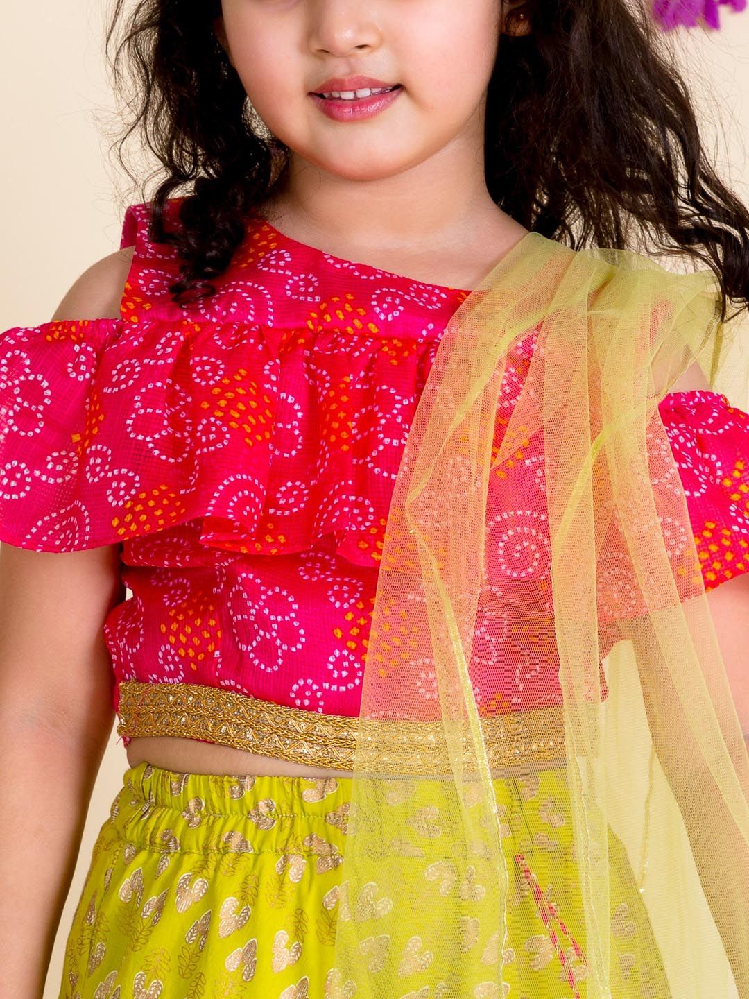 pspeaches Girls Printed Ready to Wear Lehenga & Blouse With Dupatta