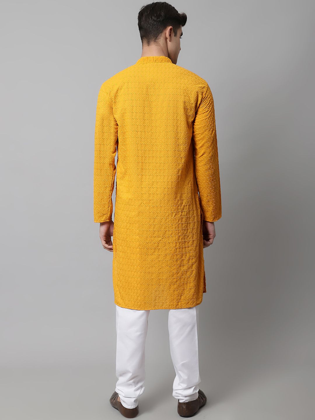 Jompers Men Mustard Yellow Regular Pure Cotton Kurta with Pyjamas