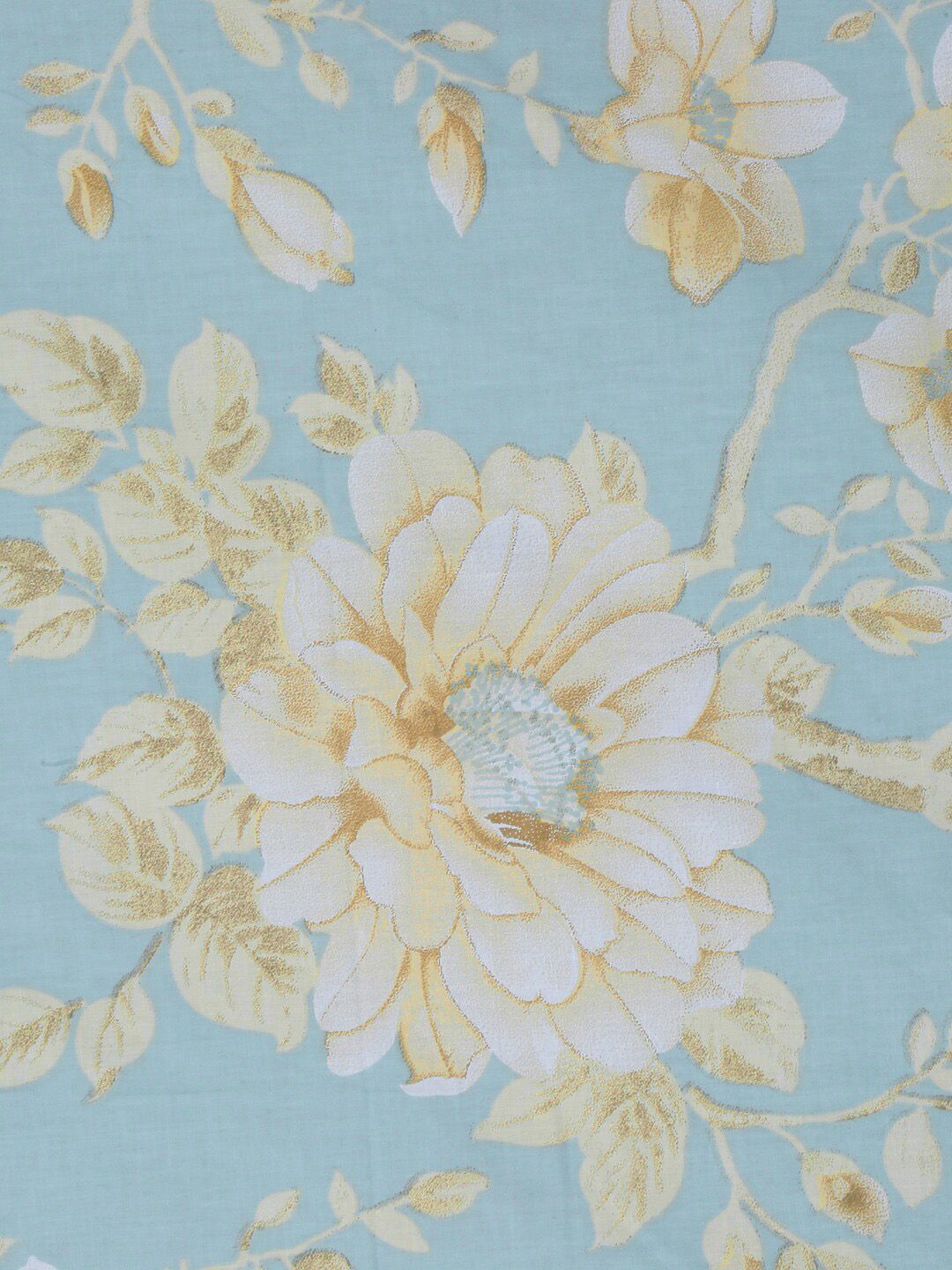 KLOTTHE Floral Printed 400 TC Pure Cotton Fitted Super King Bedsheet & 2 Pillow Covers