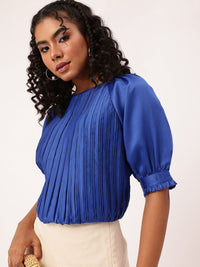 DressBerry Graceful Accordion Pleats Satin Finish Top