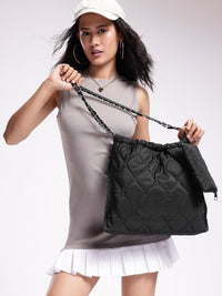 DressBerry Structured Quilted Shoulder Bag with Pouch