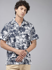 SPYKAR Relaxed Fit Typography Printed Pure Cotton Casual Shirt