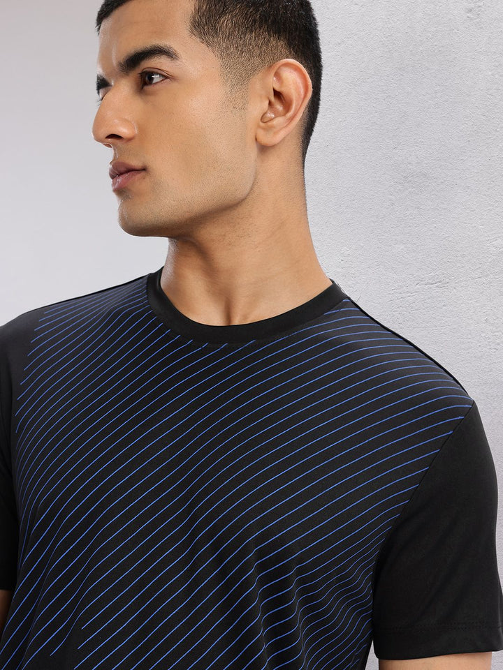HRX by Hrithik Roshan Striped Rapid-Dry Training T-shirt with Panelling