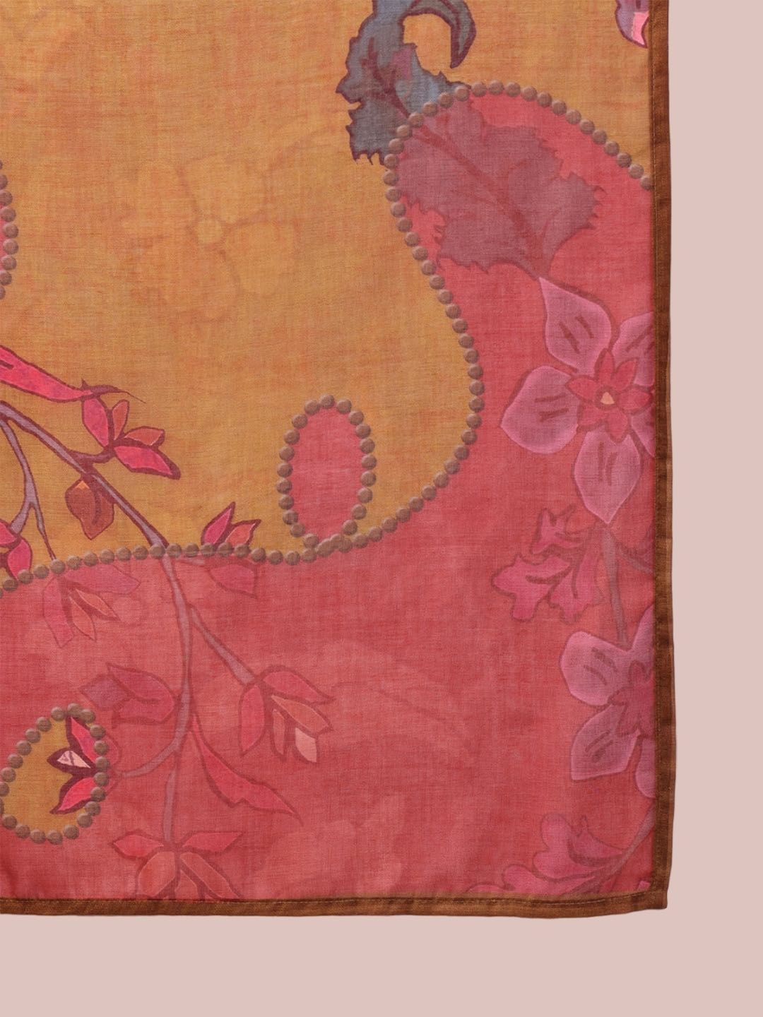 KALINI Floral Printed Mirror Work Straight Kurta with Trouser And Dupatta