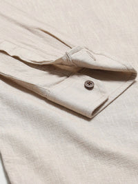 DENNISON Lelaki Beige Comfort Fit Gaya Baju Pejal Kurta