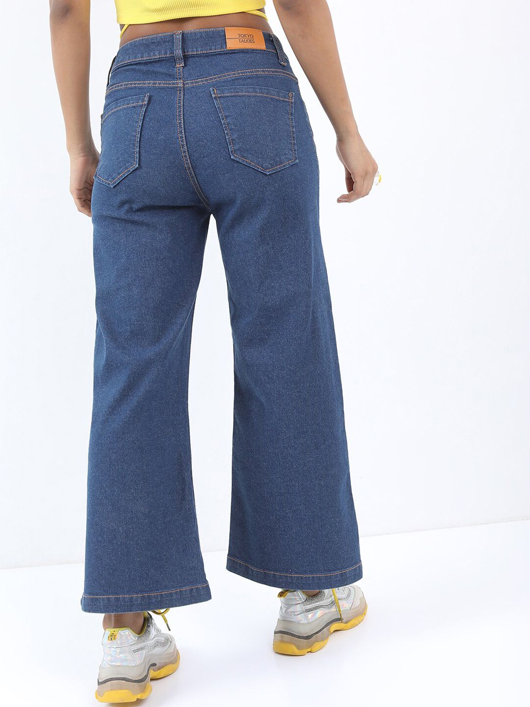 Tokyo Talkies Women Wide Leg Flared Mid Rise stretchable Jeans