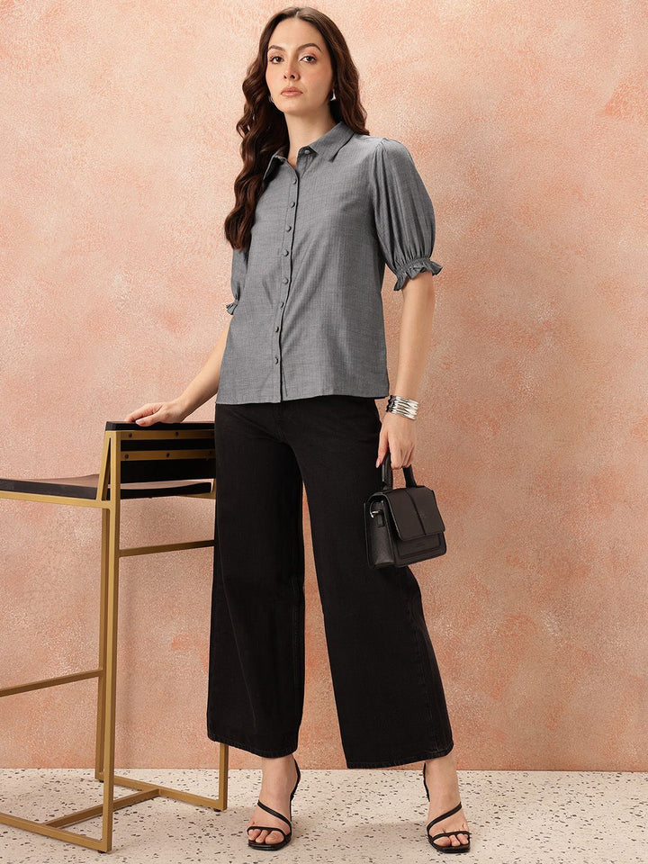 all about you Puff Sleeves Casual Shirt