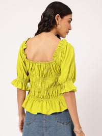DressBerry Cuteness Overload Square Neck Puff Sleeves Ruched Top