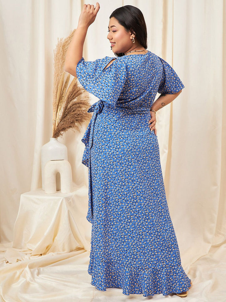 Berrylush Curve Floral Printed Wrap Dress