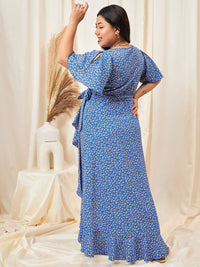 Berrylush Curve Floral Printed Wrap Dress