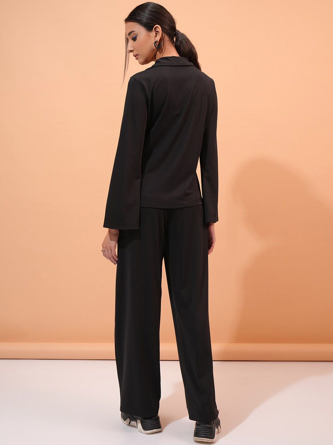 Tokyo Talkies Black Ribbed Shirt & Trousers