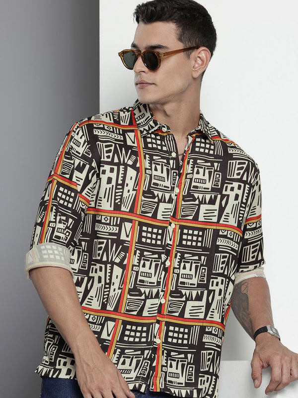 The Indian Garage Co Relaxed Fit Geometric Printed Casual Shirt