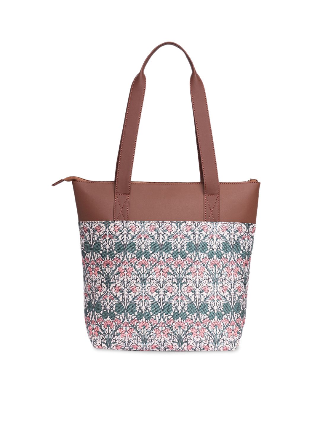 ZOUK Ethnic Printed Shopper Jute Tote Bag
