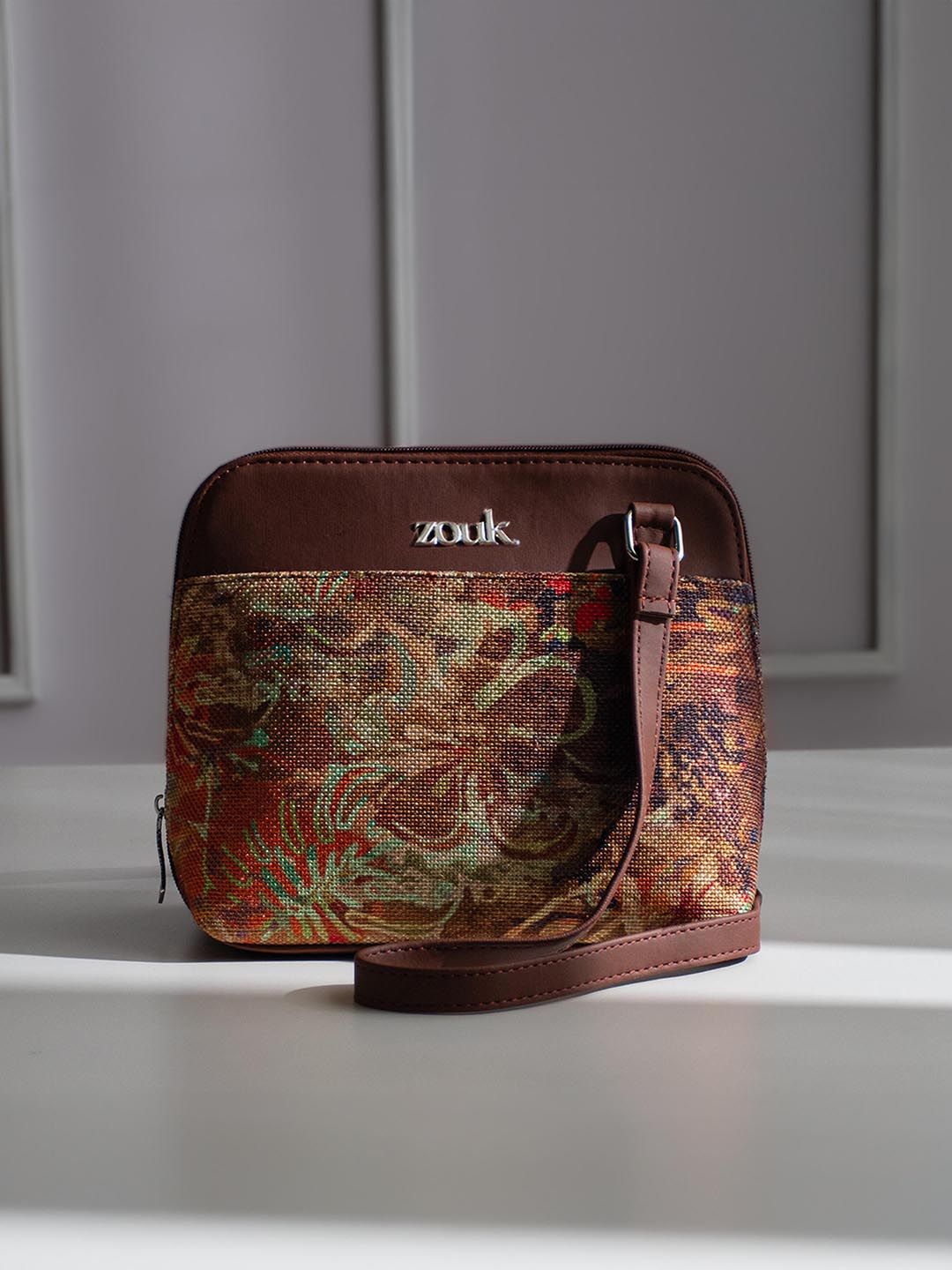 ZOUK Floral Printed Structured Sling Bag