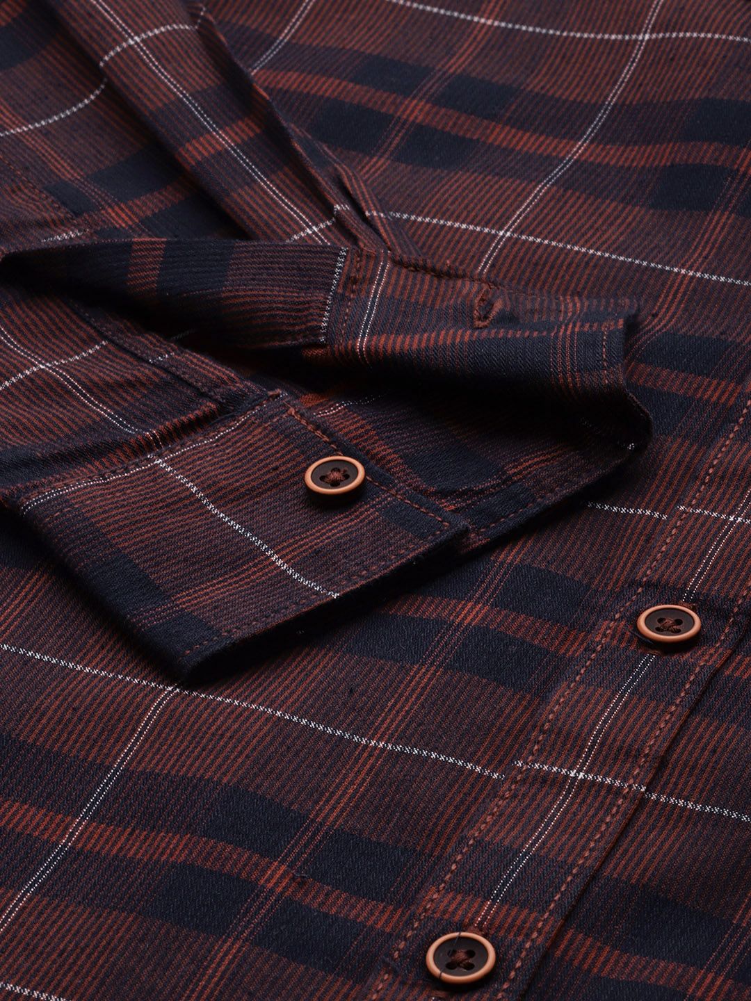 The Indian Garage Co Men Tartan Checked Cotton Casual Shirt