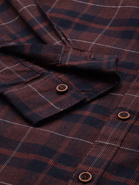 The Indian Garage Co Men Tartan Checked Cotton Casual Shirt
