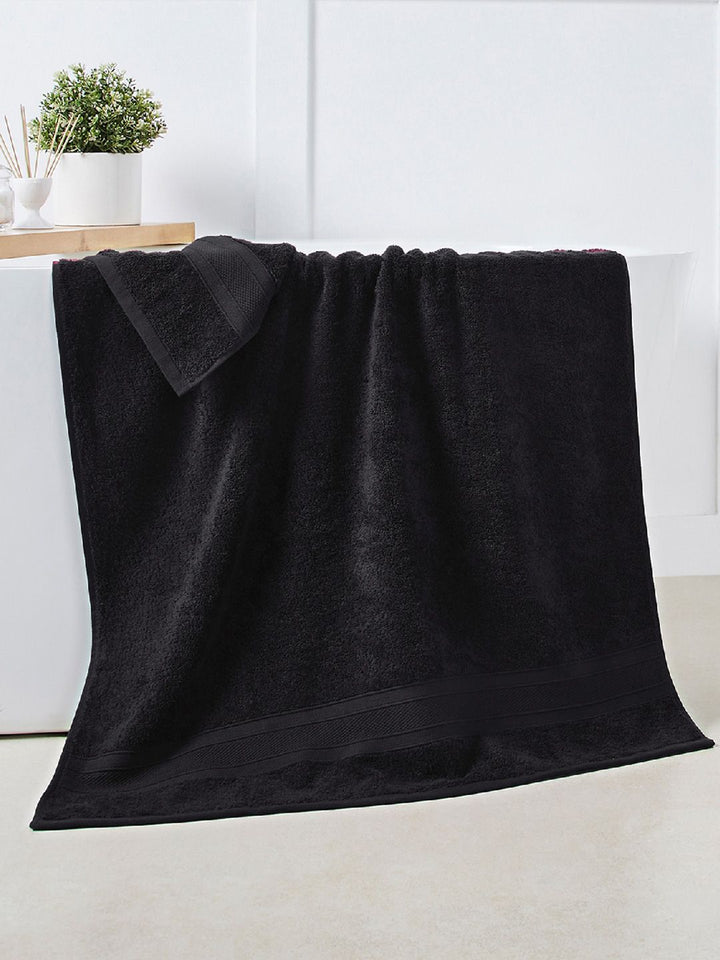 MYTRIDENT Unisex Set of 4 Black 500GSM Cotton Bath Towel