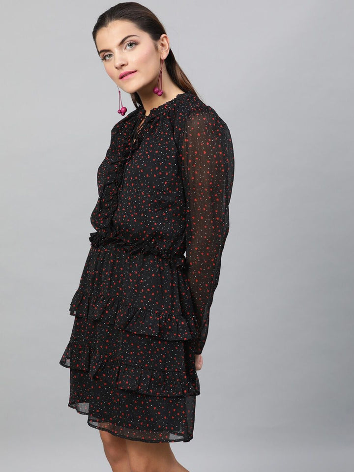 STREET 9 Women Black Printed A-Line Dress