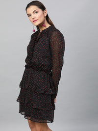 STREET 9 Women Black Printed A-Line Dress