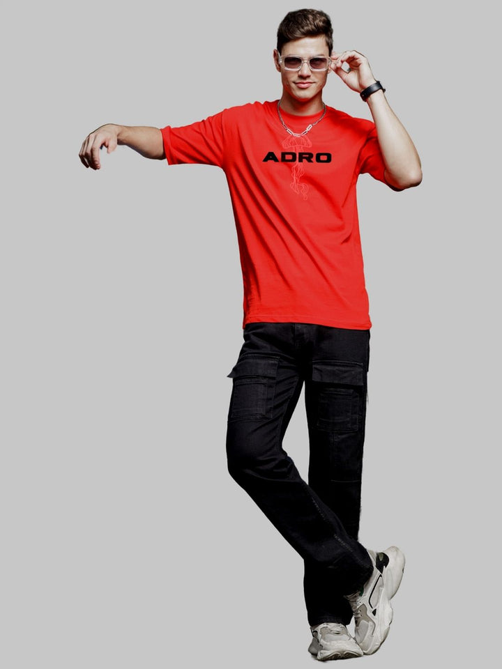 ADRO Men Graphic Printed Round Neck Cotton Oversized T-Shirt