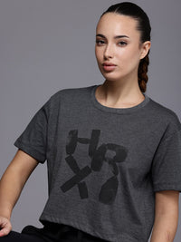 HRX by Hrithik Roshan Brand Logo Printed Drop-Shoulder Sleeves Yoga T-shirt