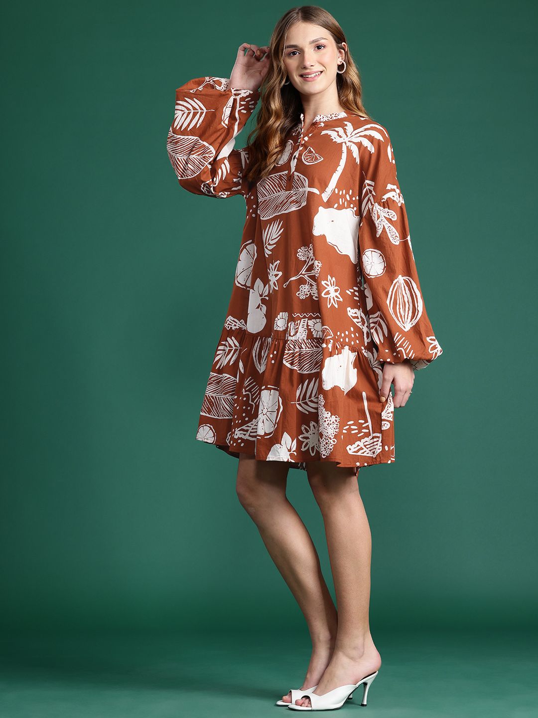 DressBerry Floral Print Drop-Waist Dress