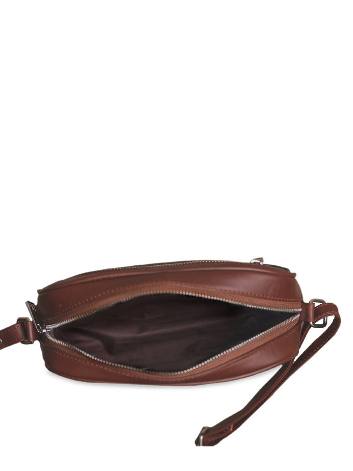 ZOUK Women Beige & Navy Blue Mughal Motif Vegan Leather Sustainable Sling Bag