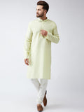 SOJANYA Kurta Lurus Pepejal Hijau Limau Lelaki