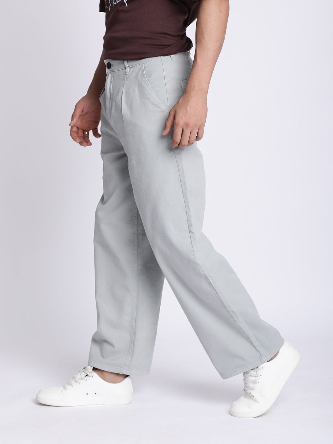 Bene Kleed Men Baggy Fit Pleated Chinos Trousers