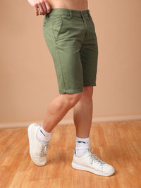 The Indian Garage Co Men Green Solid Slim Fit Regular Shorts