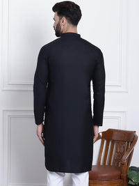 SOJANYA Lelaki Hitam Solid Pure Cotton Kurta