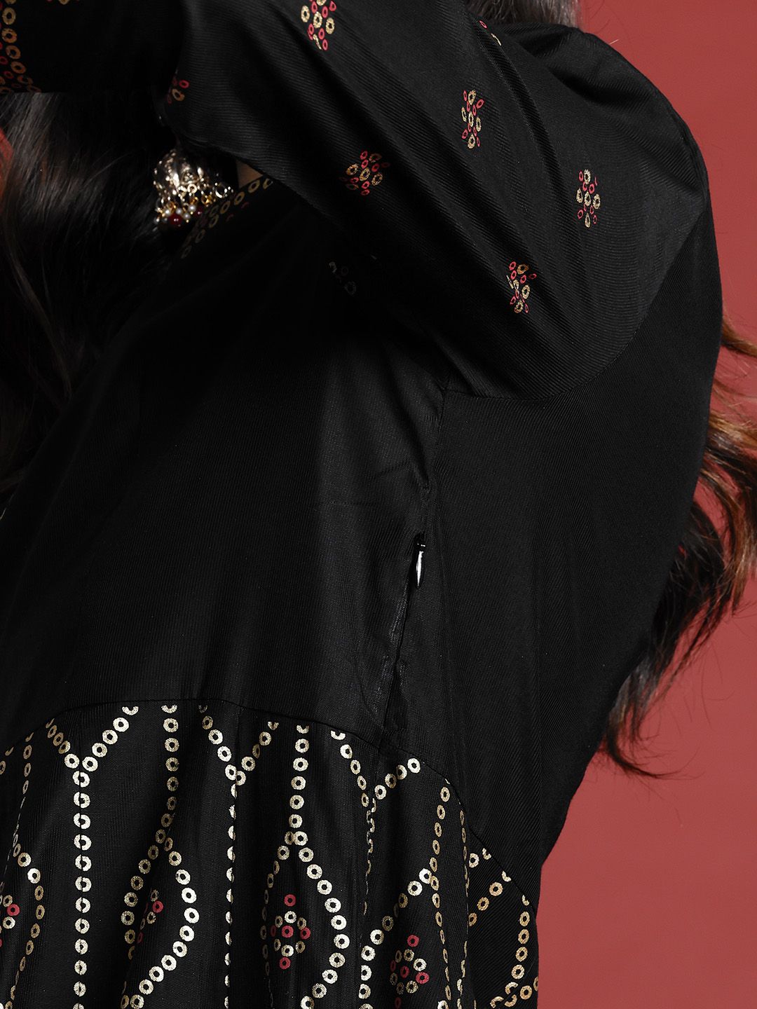 Anouk Tyohaar Foil Ethnic Print Anarkali Kurta