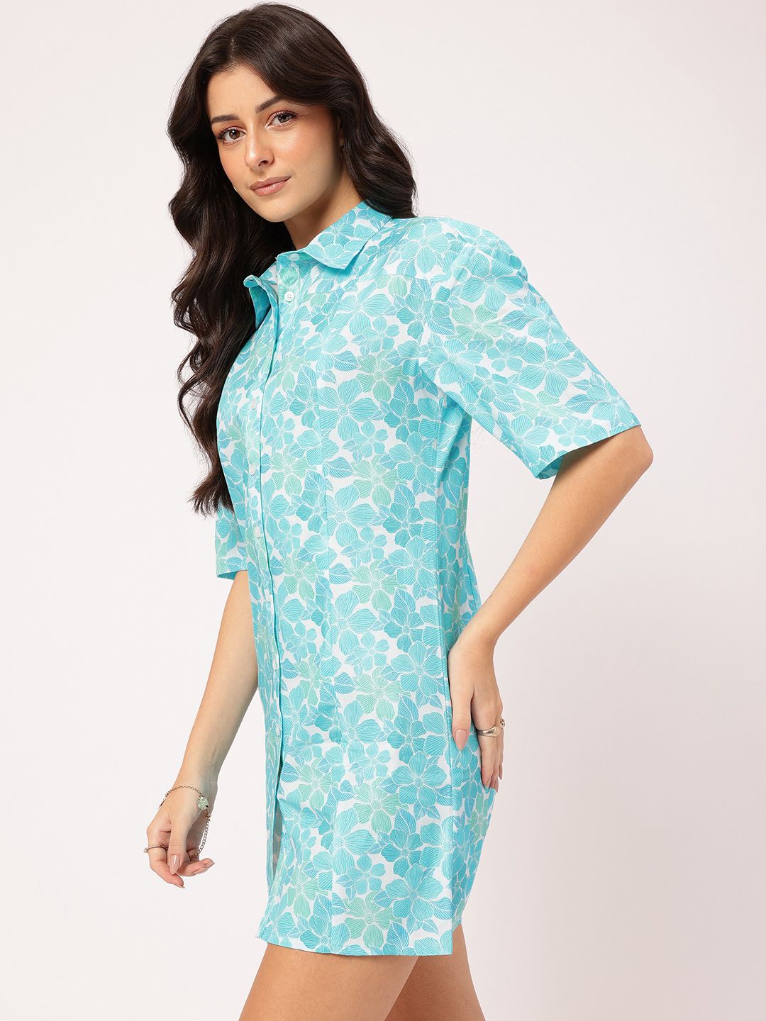 DressBerry Garden Vibes Floral Shirt Mini Dress