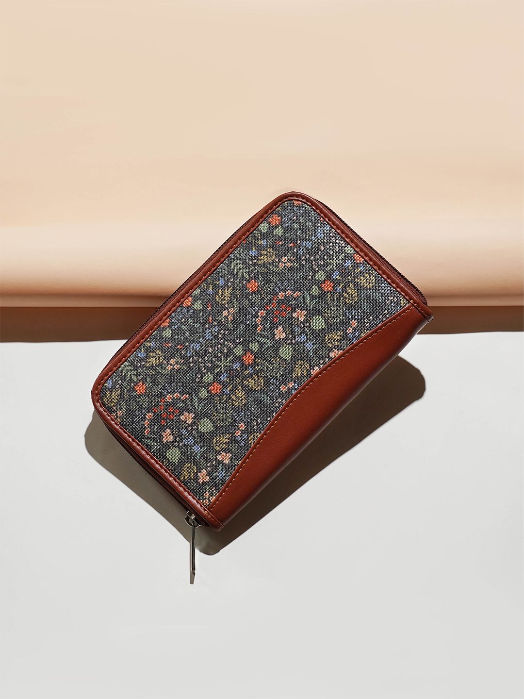 ZOUK Women Floral Printed Zip Detail Zip Around Wallet