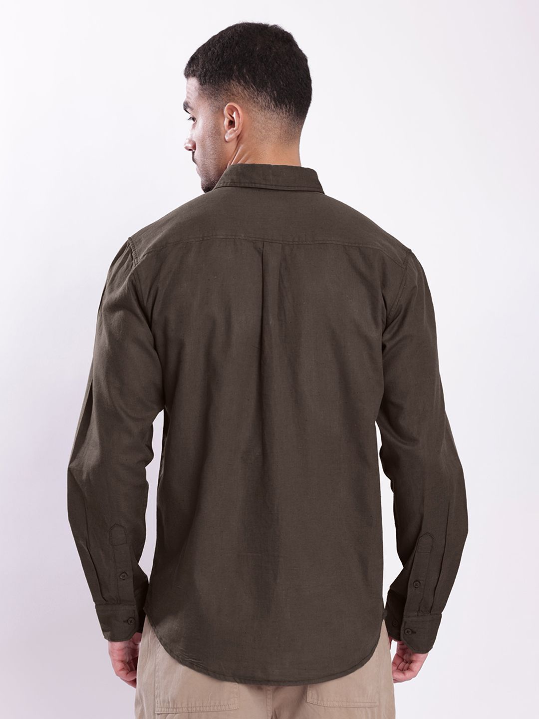 Bene Kleed Spread Collar Cotton Linen Regular Fit Casual Shirt