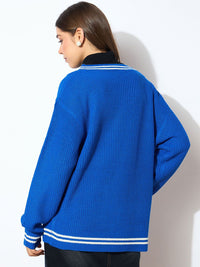 SASSAFRAS Women Round Neck Front-Open  Sweater