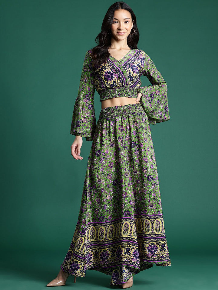 DressBerry Smocked Detail Ethnic Printed Co-Ords