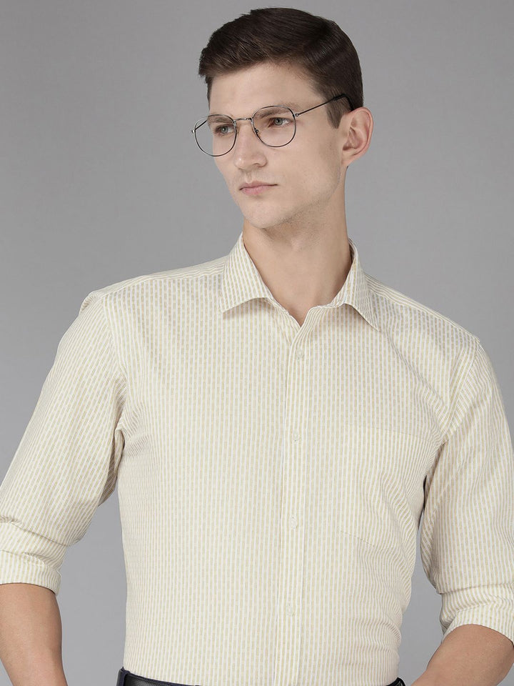 Park Avenue Men Pure Cotton Slim Fit Striped Formal Shirt