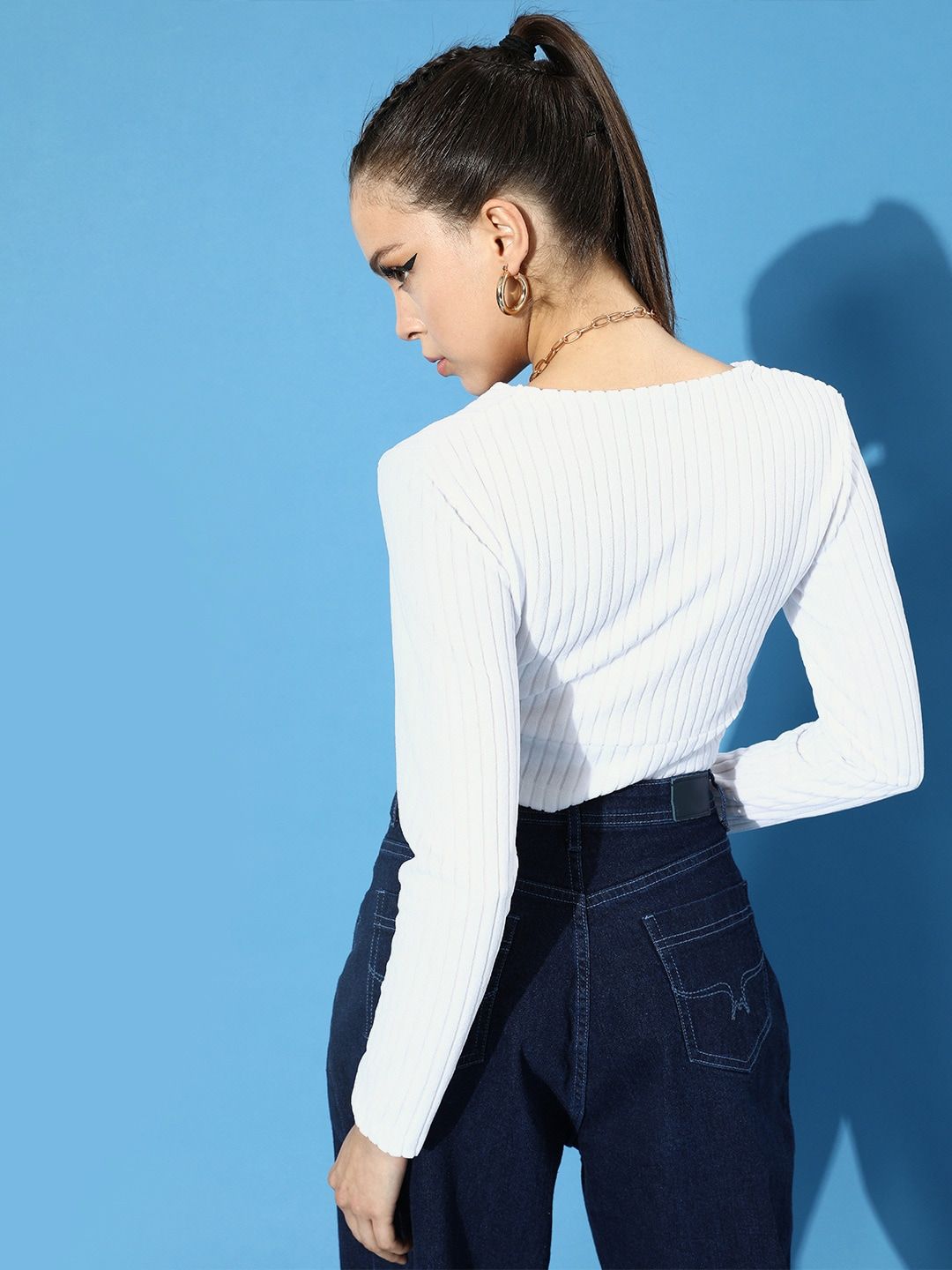 STREET 9 Women Classic White Solid Cropped Top