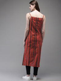 Anouk Women Rust Red & Black Printed Straight Kurta