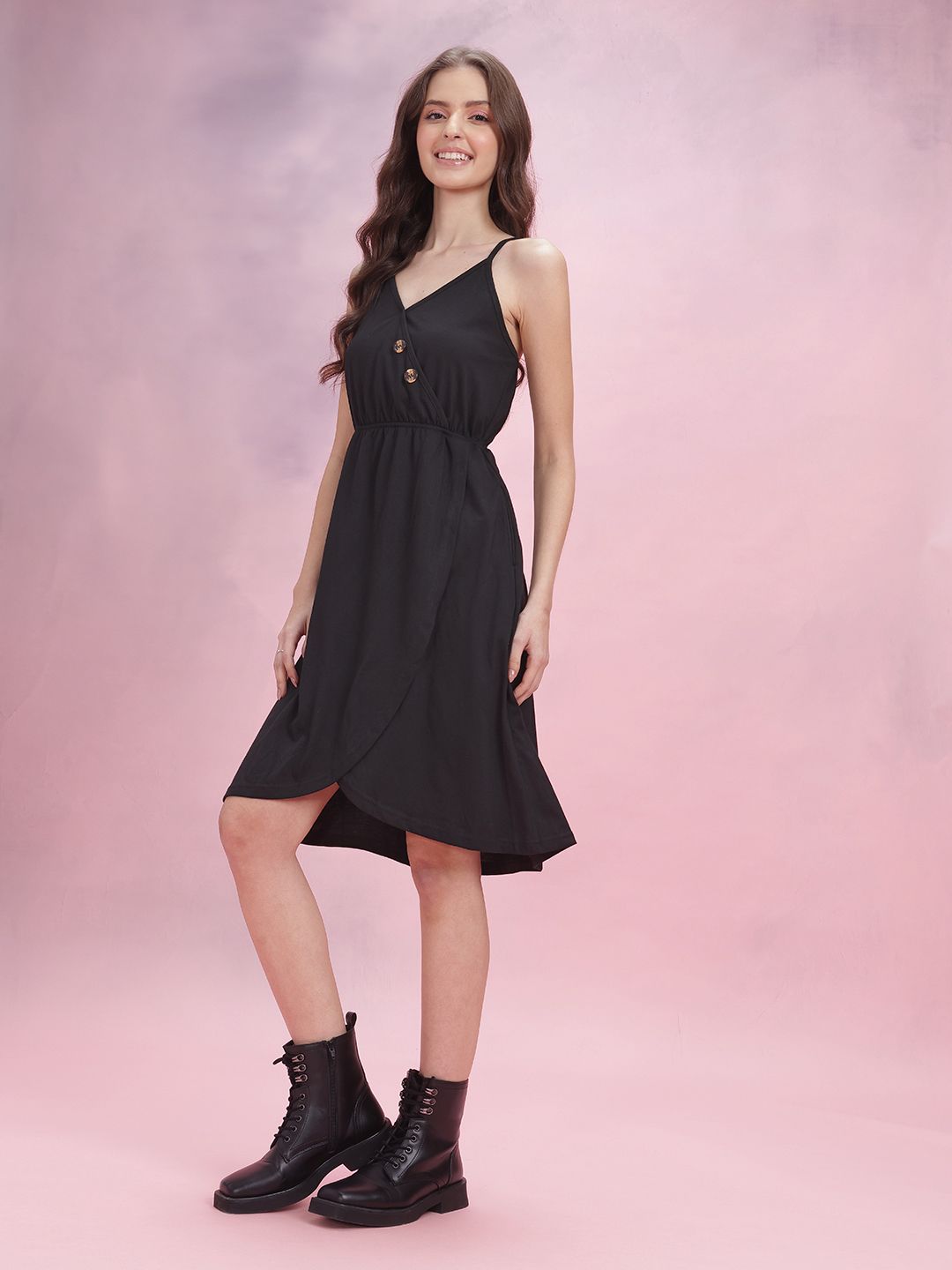 DressBerry Button Detailed Fit & Flare Dress
