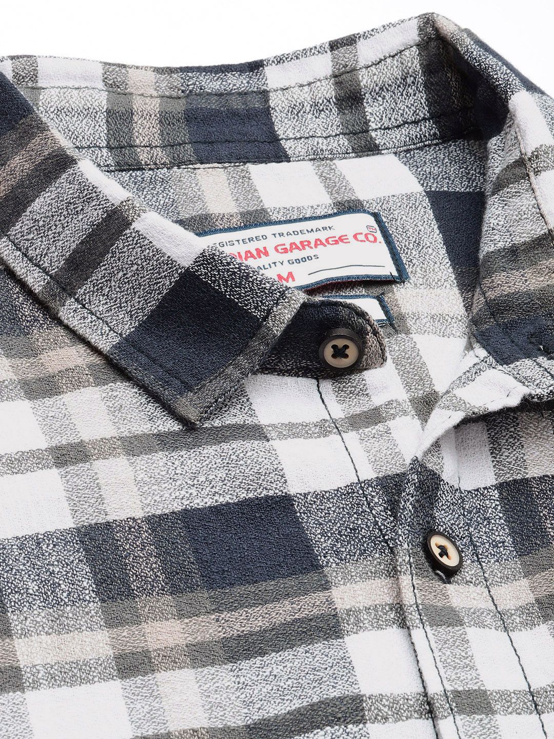 The Indian Garage Co Pure Cotton Slim Fit Checked Casual Shirt