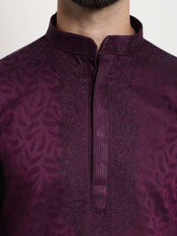 SOJANYA Woven Design Mandarin Collar Thread Work Kurta