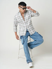 VASTRADO Men Classic Spread Collar Checked Cotton Slim Fit Casual Shirt