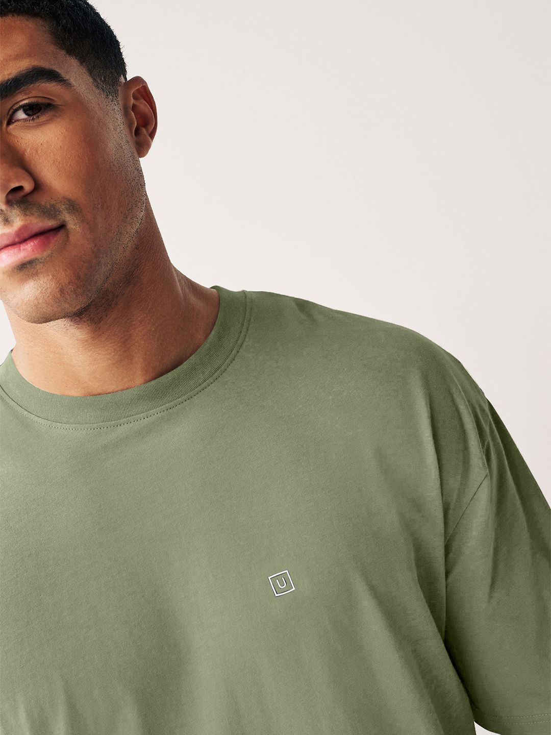 Urbano Fashion Men Solid Round Neck Cotton Oversized T-shirt