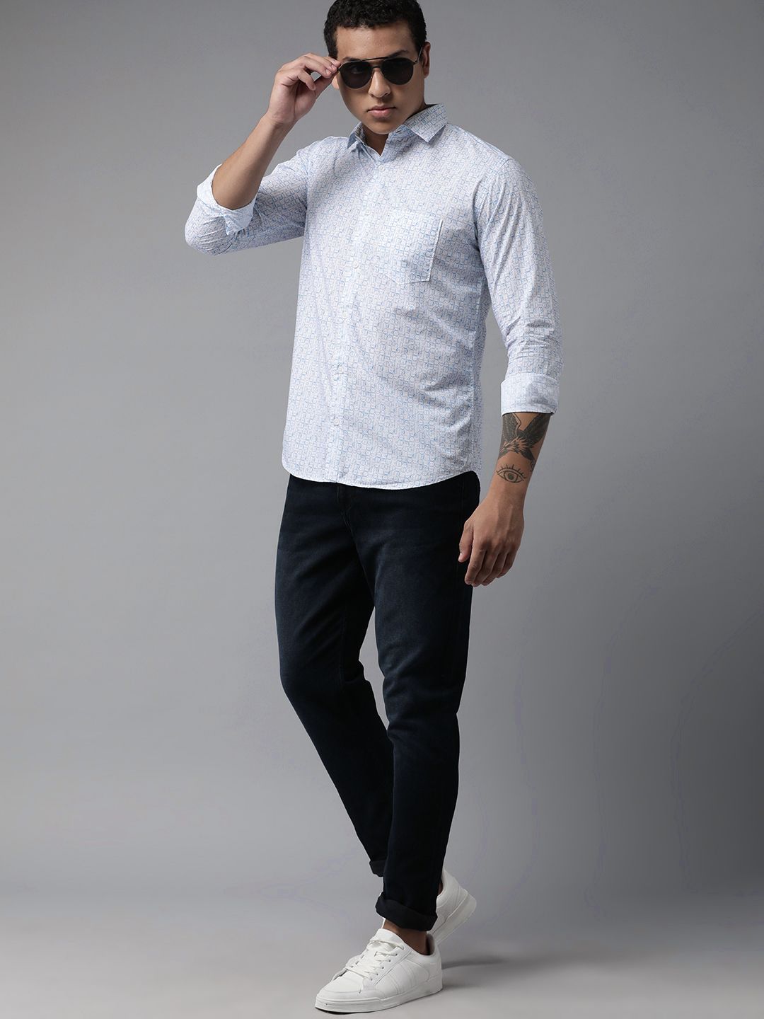 Park Avenue Slim Fit Printed Pure Cotton Formal Shirt