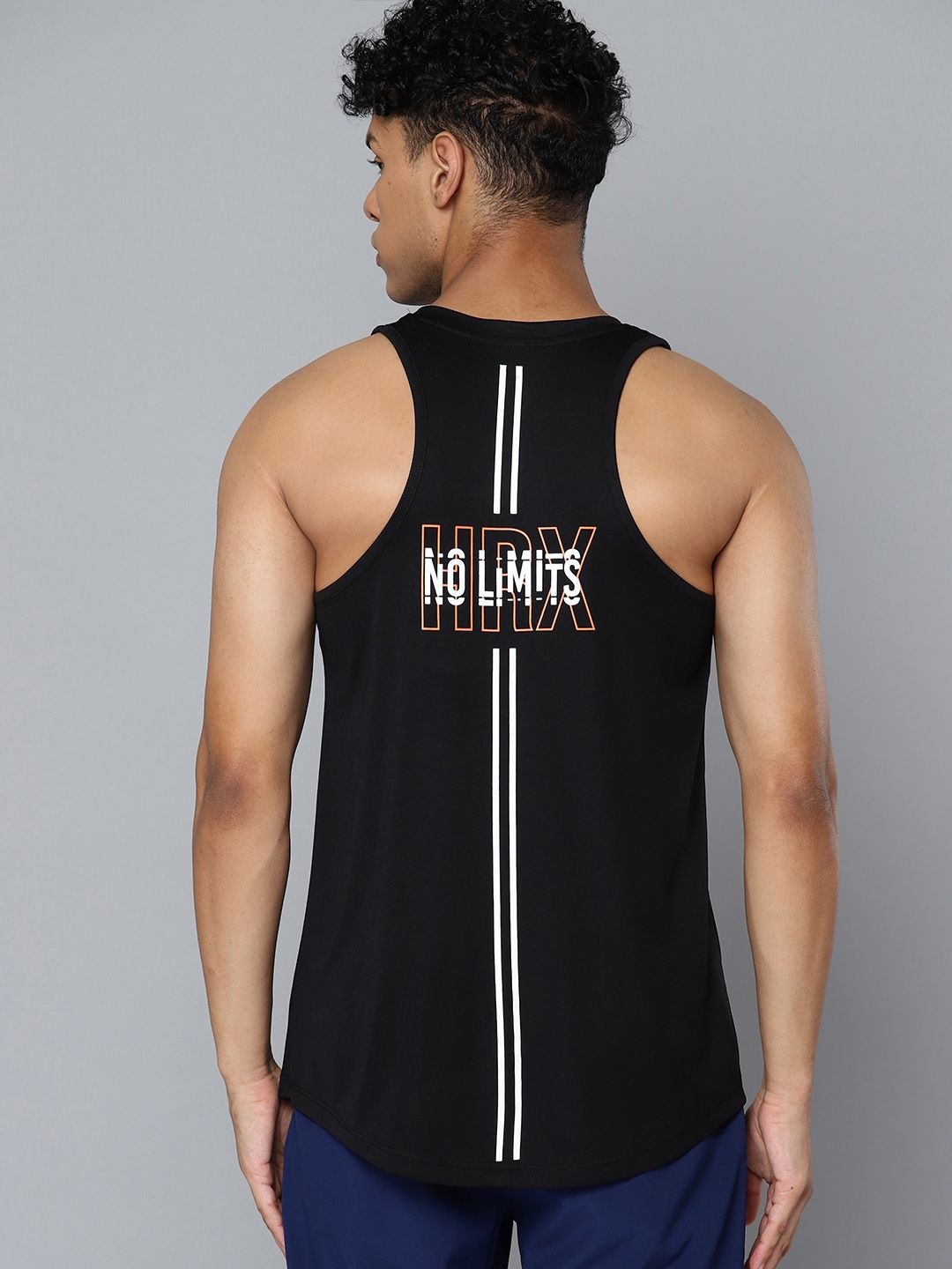 HRX by Hrithik Roshan Rapid-Dry Brand Logo Printed Back Sleeveless Training T-shirt