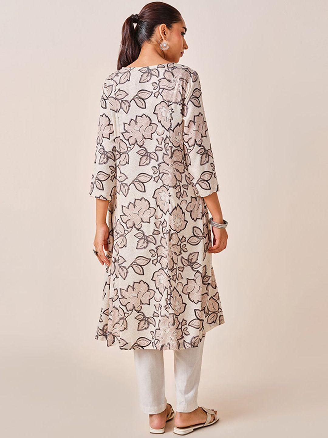 Global Desi Floral Printed Angrakha A-Line Kurta