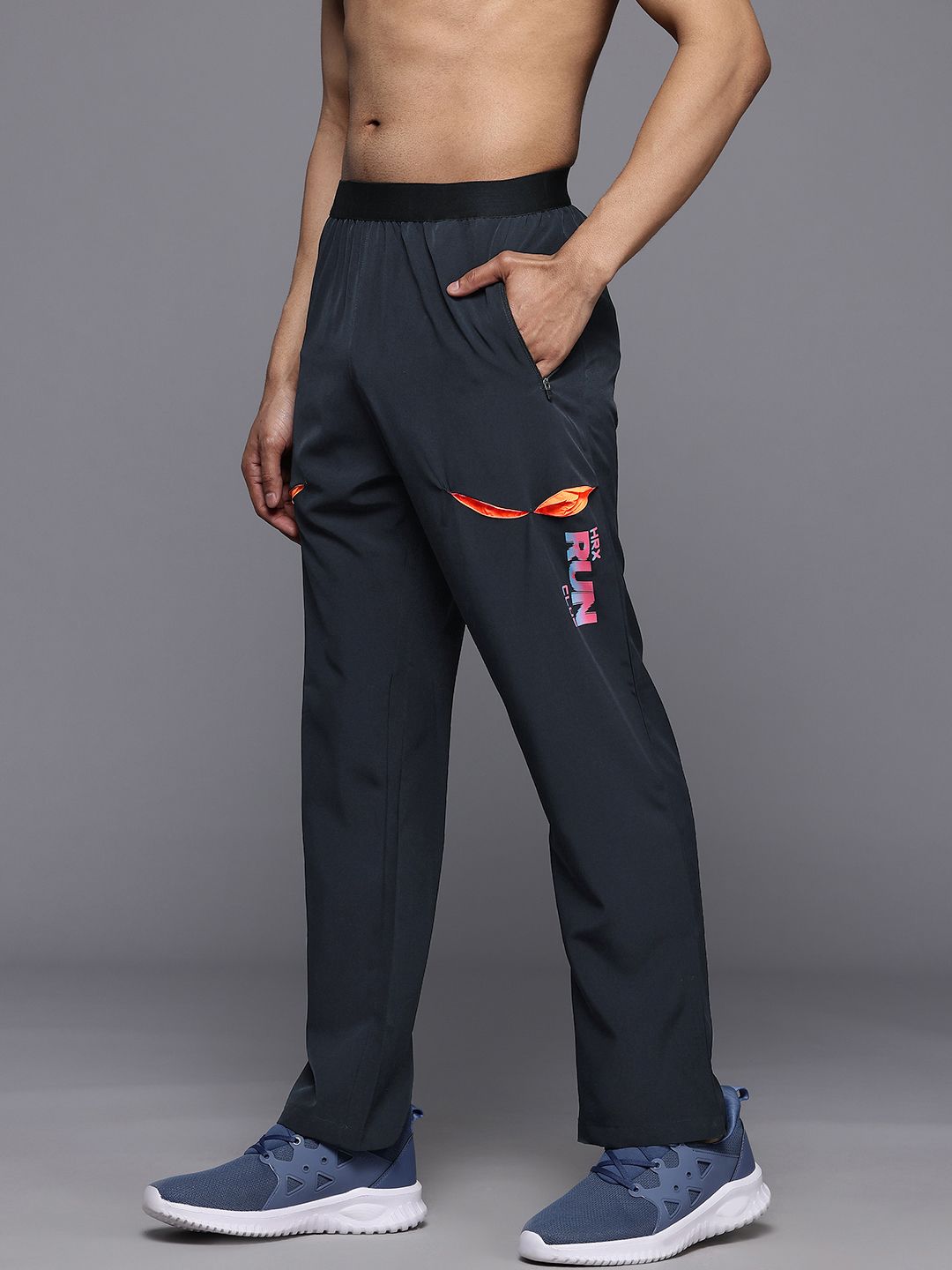 HRX by Hrithik Roshan Men Rapid-Dry Running Track Pants with Pocket Detailing
