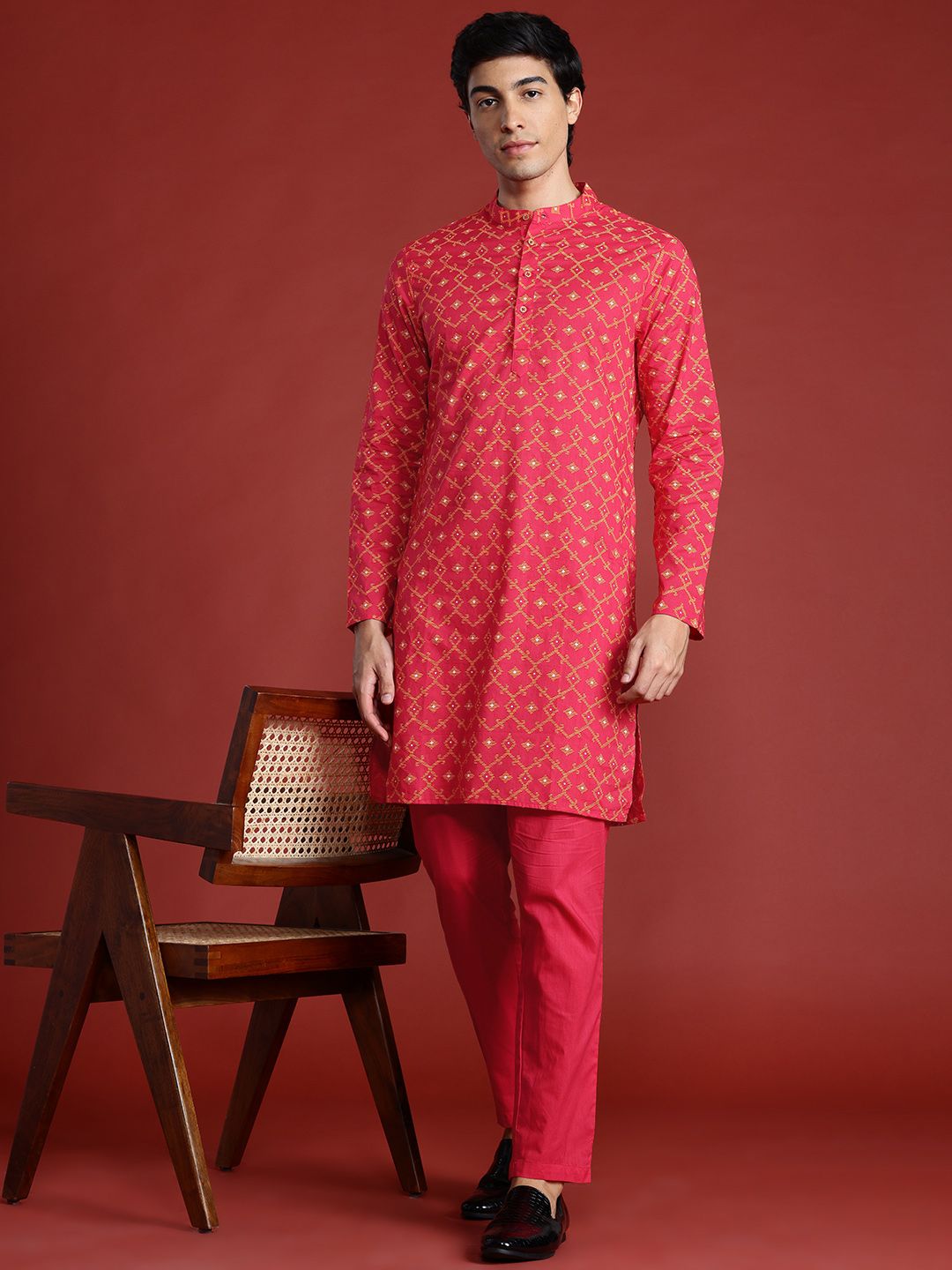 Anouk Ethnic Motifs Print Pure Cotton Kurta with Pyjamas